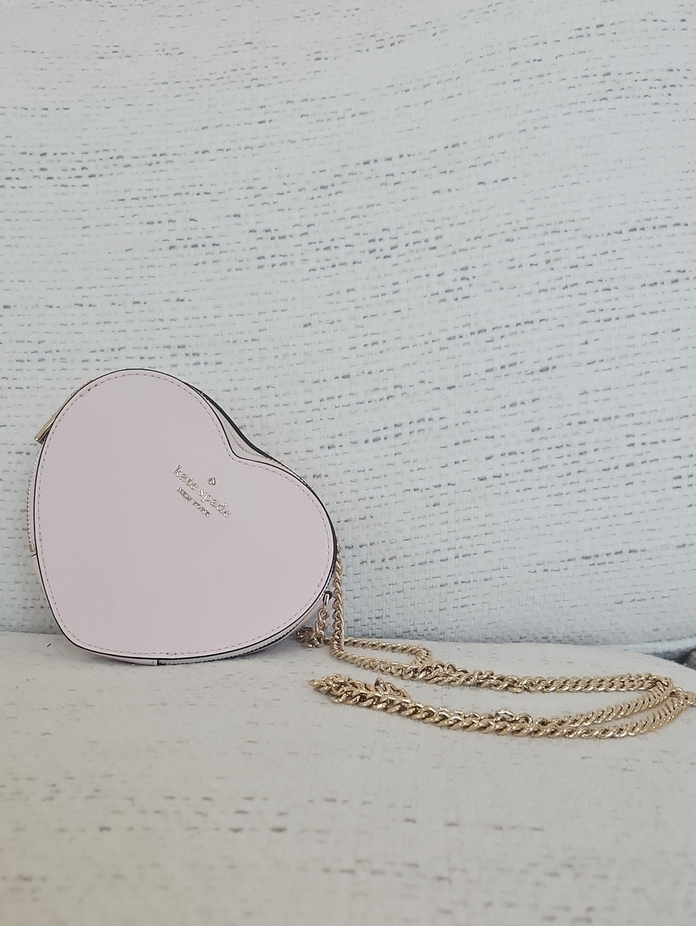 kate spade LoveShack Mini Light Pink Heart Crossbody with Gold Chain